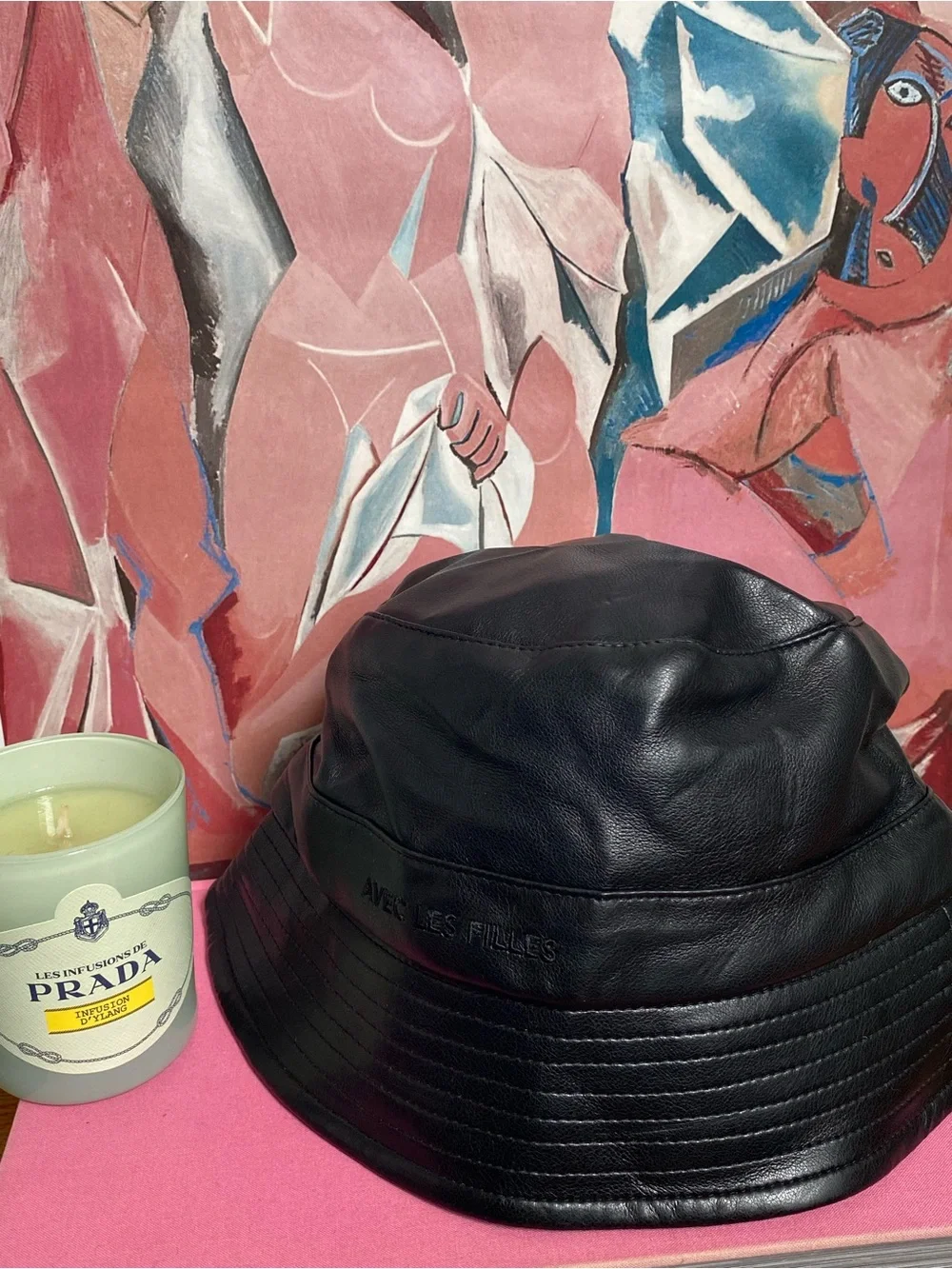 Never-Worn '90s-Esk Black Leather Bucket Hat from French Brand Avec Les Filles